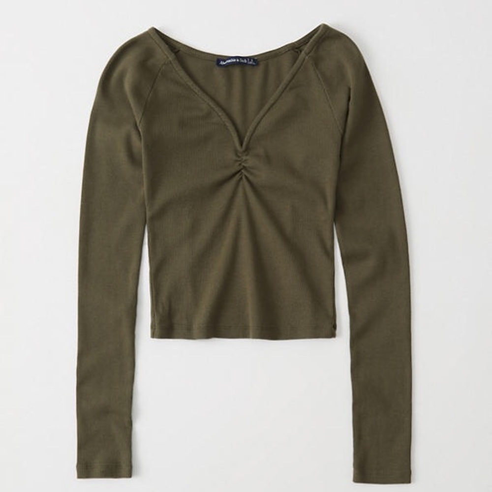 Notch-Neck Ribbed Top